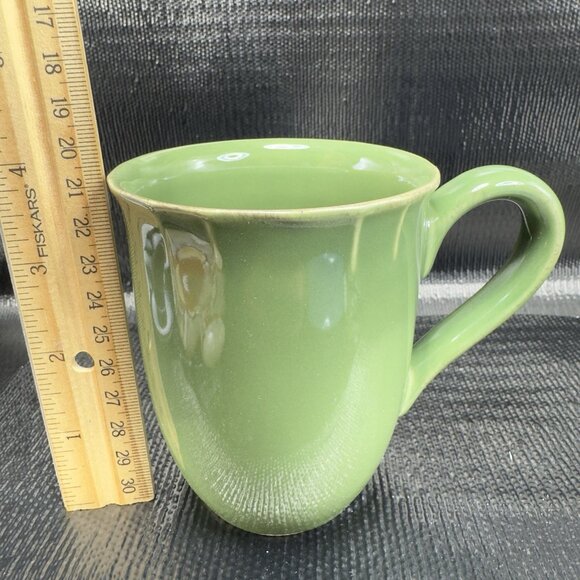 Pierre Deux Ceramic Coffee Mug Cup Set 2 Green Glaze Mugs Cups France Vintage - Picture 4 of 15